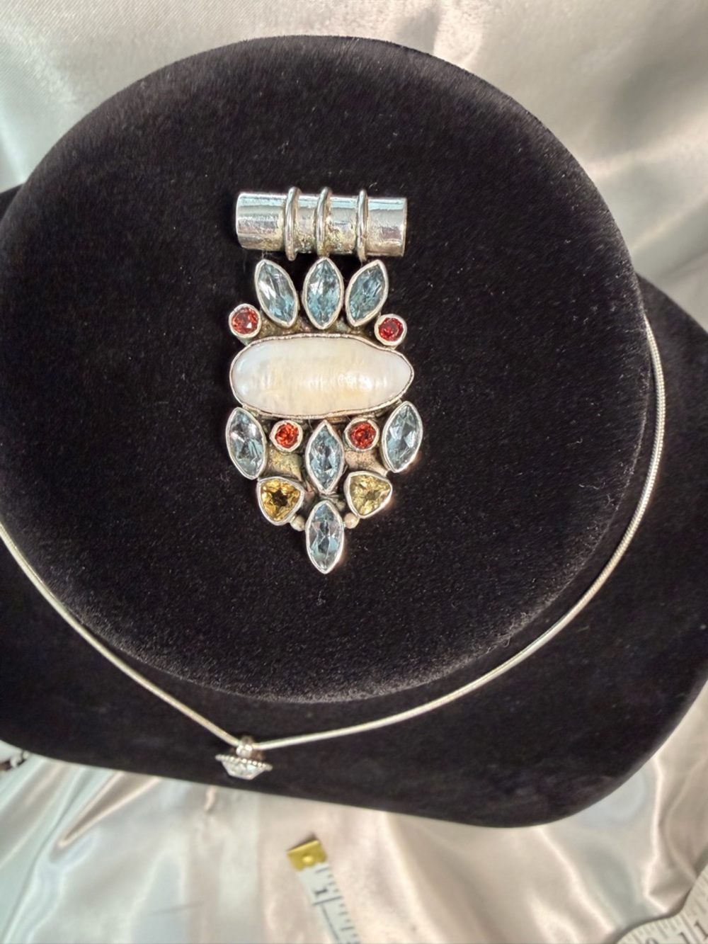 Artisan .925 Sterling Silver Multi-Gemstone Statement Pendant India
